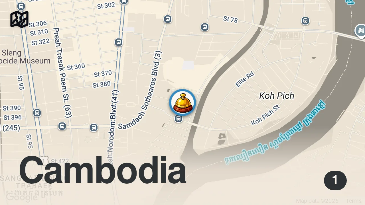 Map of 1 spot from INSIDE Cambodia's MOST EXPENSIVE All You Can Eat LOBSTER BUFFET!