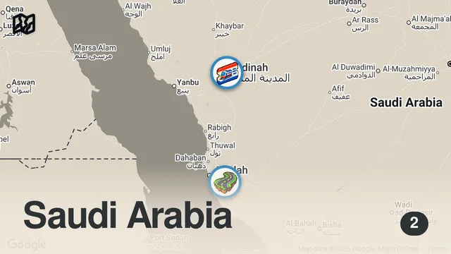Map of This Is The Craziest High Speed Bullet Train Of Saudi Arabia - Business Class, Jeddah To Madina 🇸🇦