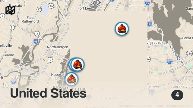 Map of BEST $1 PIZZA in New York City CHALLENGE! | DEVOUR POWER