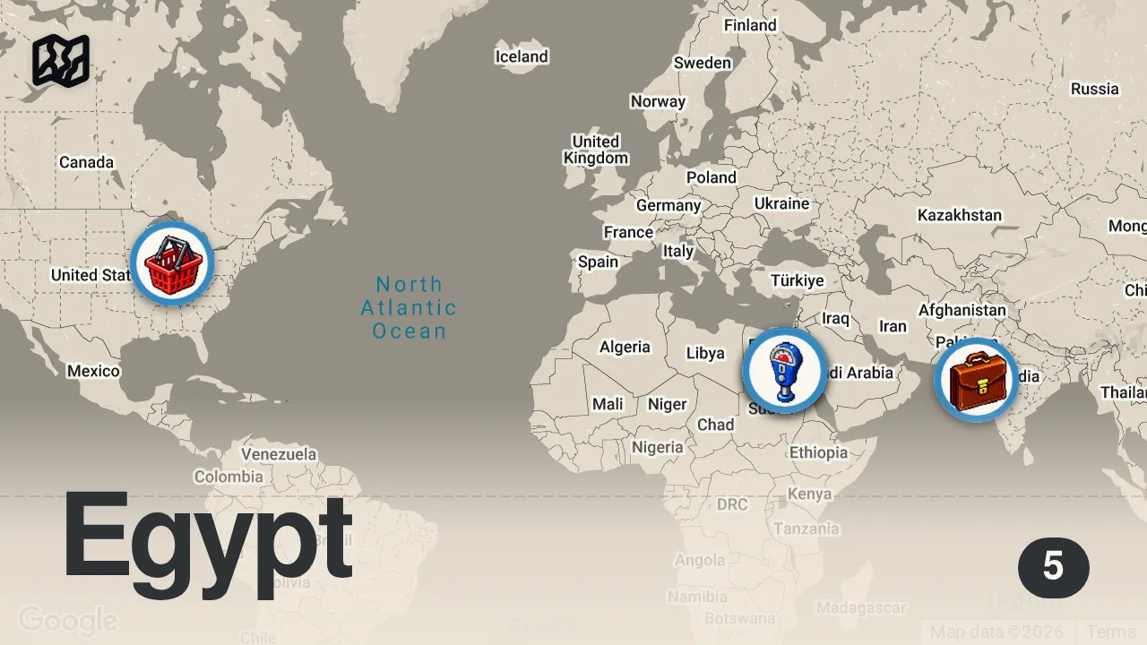 Map of 5 spots from Rare Egyptian Food + Hospitality in Aswan, Egypt! 🇪🇬
