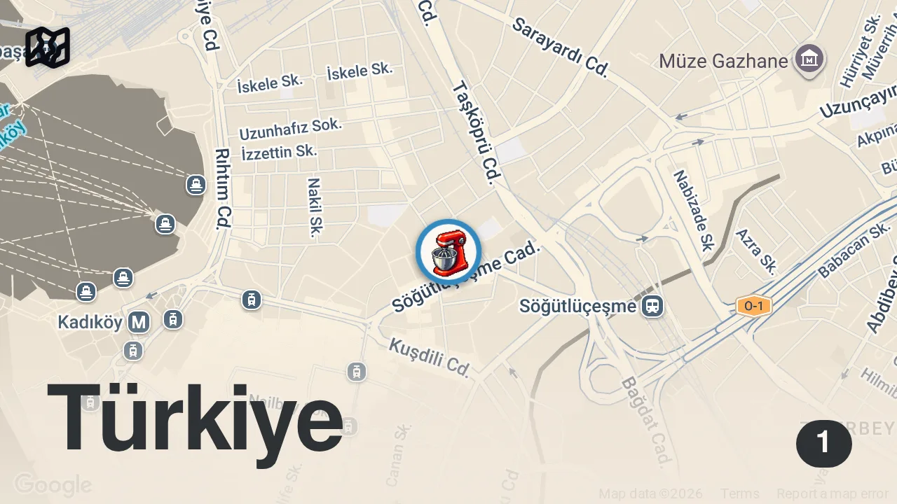 Map of 1 spot from İstanbul’da Türkmen mutfağı önerisi. Tandırda Samsa 150₺. #reklam #yemek #samsa #fitci #türkmen