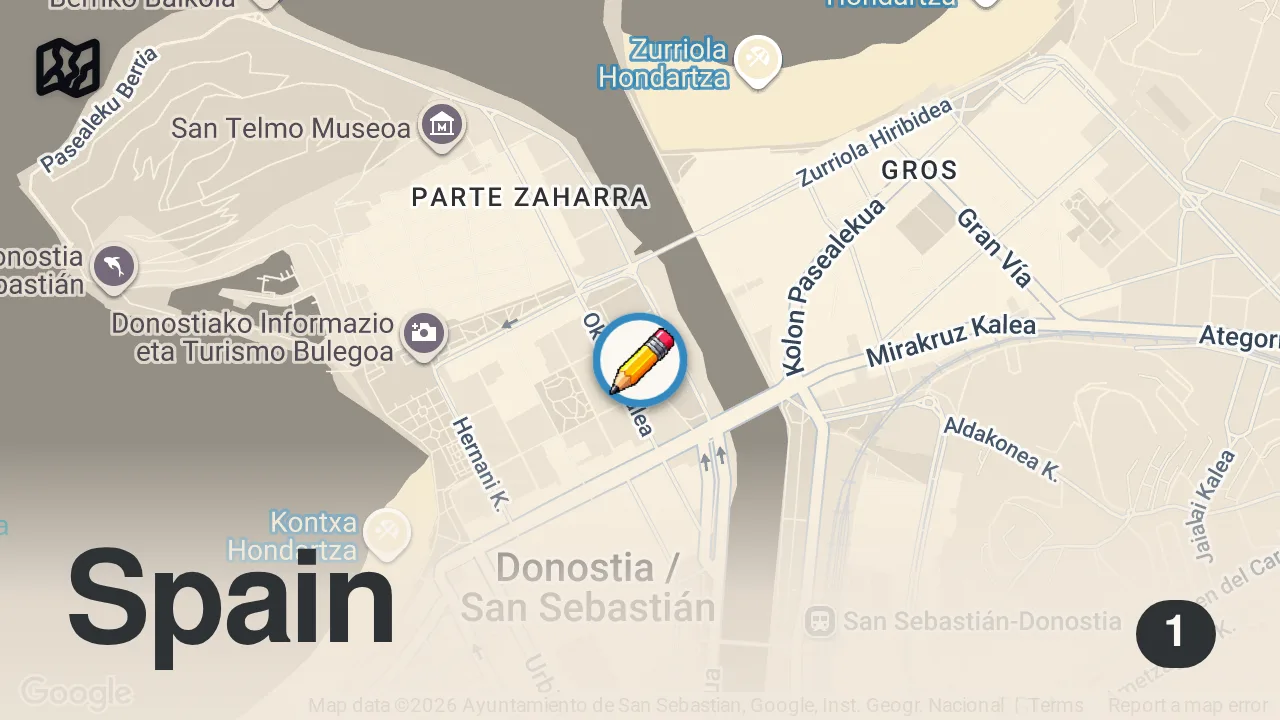 Map of 1 spot from How to Cook Like A Michelin Star Chef | San Sebastián Spain