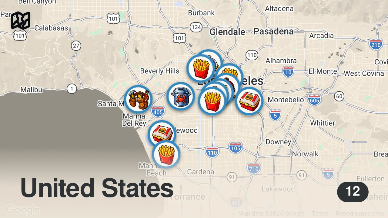 Map of 12 spots from US vs UK Fast Food Sauces | Food Wars | Insider Food