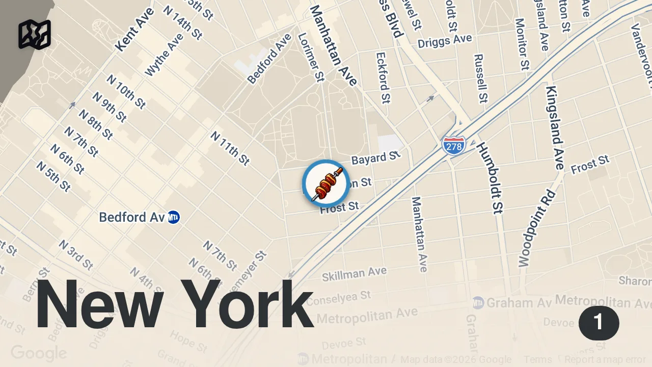 Map of 1 spot from Episode 2 - “Restaurants where I’m a Regular” (📍Beco, Brooklyn NY) #brazilian #foodie