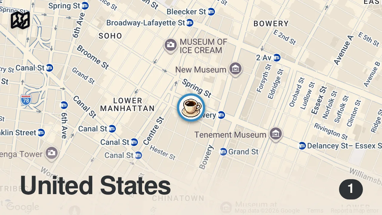 Map of 1 spot from Day 13 of only eating at restaurants in New York City with NO LINES! #shorts