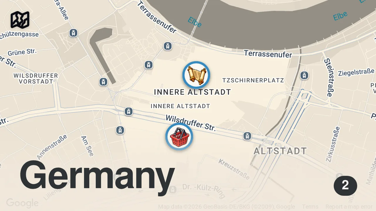 Map of 2 spots from Eating at Germany’s OLDEST Christmas Market is SPECIAL! 🇩🇪