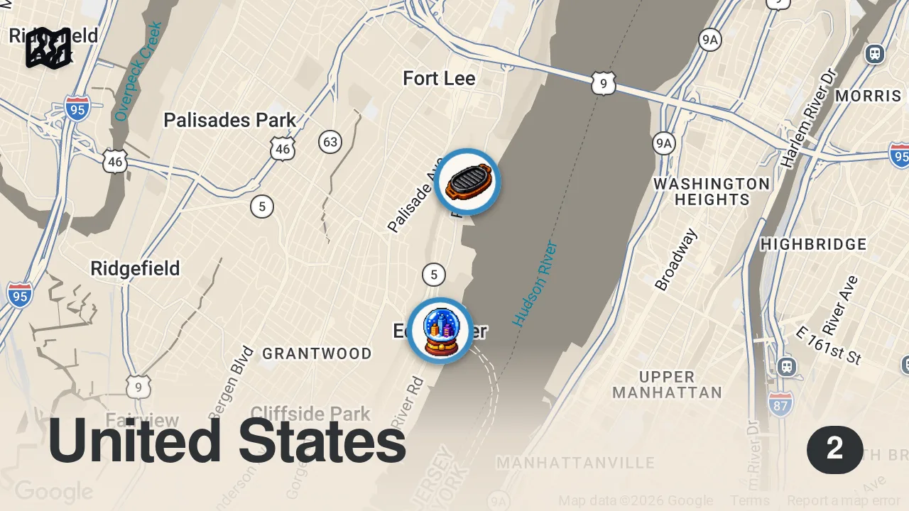 Map of 2 spots from Running it back at one of my favorites in Jersey #nj #eatingshow