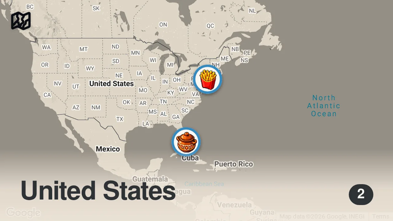Map of 2 spots from PO-BOYS, BIRYANI, AND CEVICHE | THE IN STUDIO SHOW (EXTENDED CUT)