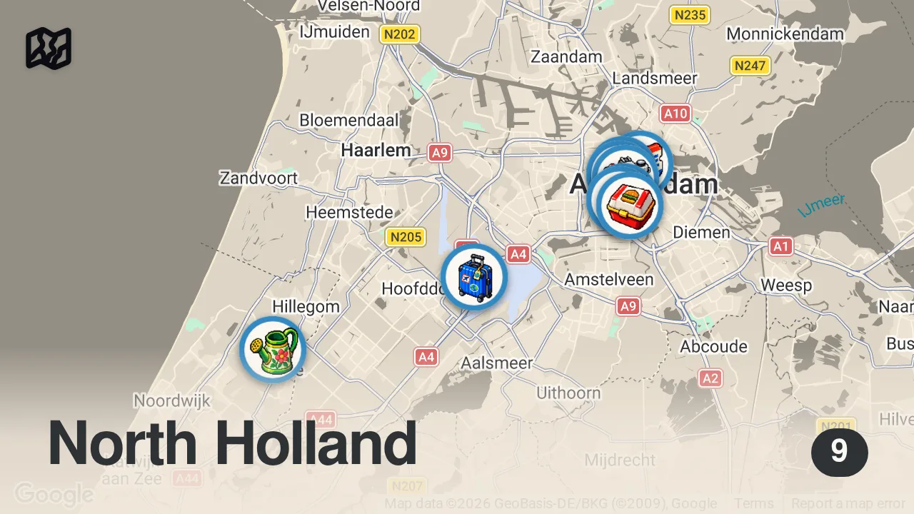Map of 9 spots from 16 Things I Wish I Knew Before Visiting Amsterdam 🇳🇱