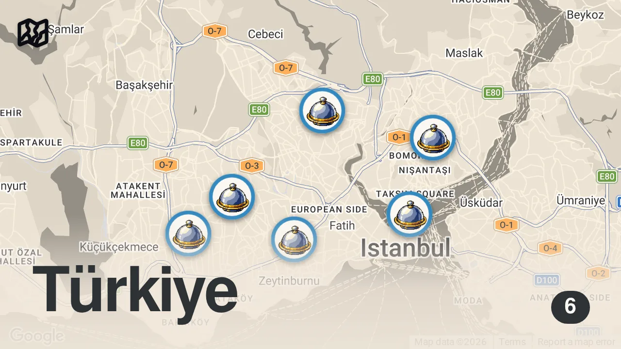 Map of 6 spots from BÜTÜN GÜN KURU FASULYE YEDİM