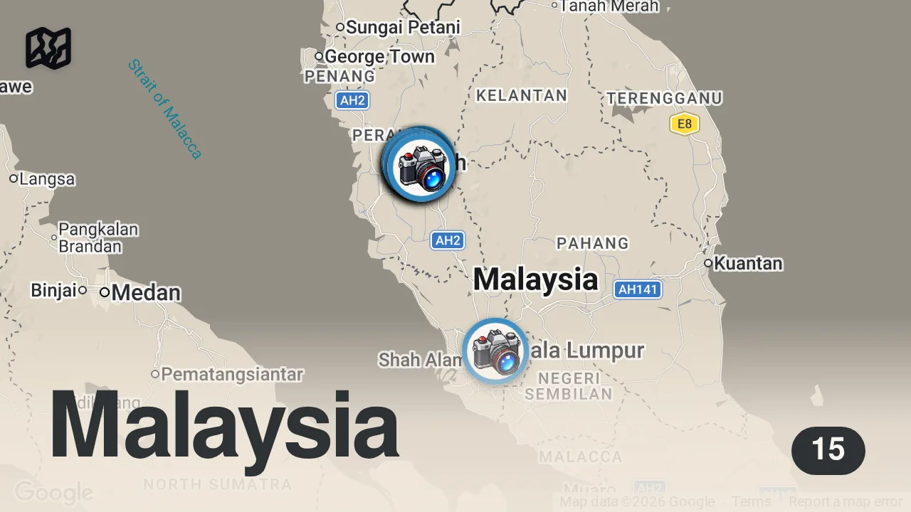 Map of 15 spots from 48 Hours in Malaysia's Underrated Food Capital! | Ipoh Travel Guide