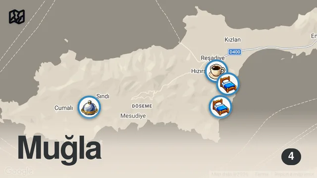 Map of DATÇA LEZZET REHBERİ I En iyi genç şef, Datça kahvaltısı, şahane tatlılar ve Bizim Ev Datça