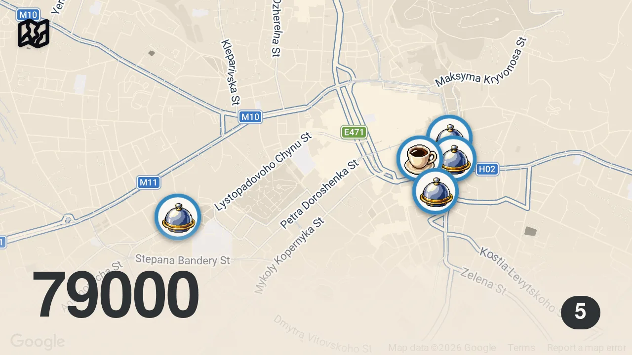 Map of 5 spots from 2017 YILINDA 72 LİRA ŞİMDİ 320 LİRA! | UKRAYNA LVİV 2. BÖLÜM