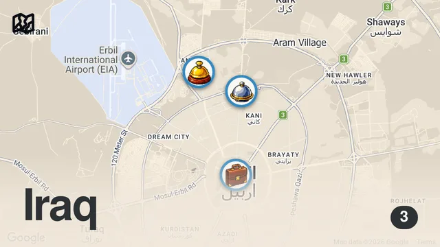 Map of I Invited My Taxi Driver In Kurdistan For Dinner And This Happened - Erbil, Iraq 🇮🇶