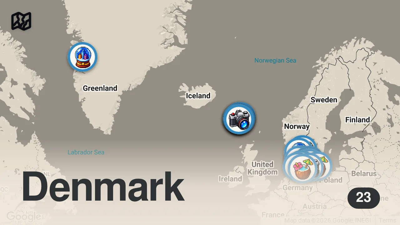 Map of 23 spots from Meraviglie della Danimarca | I luoghi più incredibili della Danimarca | Guida di viaggio in 4K
