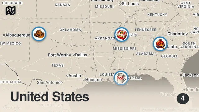 Map of Adam's Best Food Challenges in the South | Man v. Food | Travel Channel