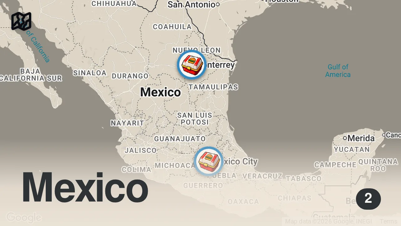 Map of 2 spots from US vs Mexico Burger King | Food Wars | Insider Food