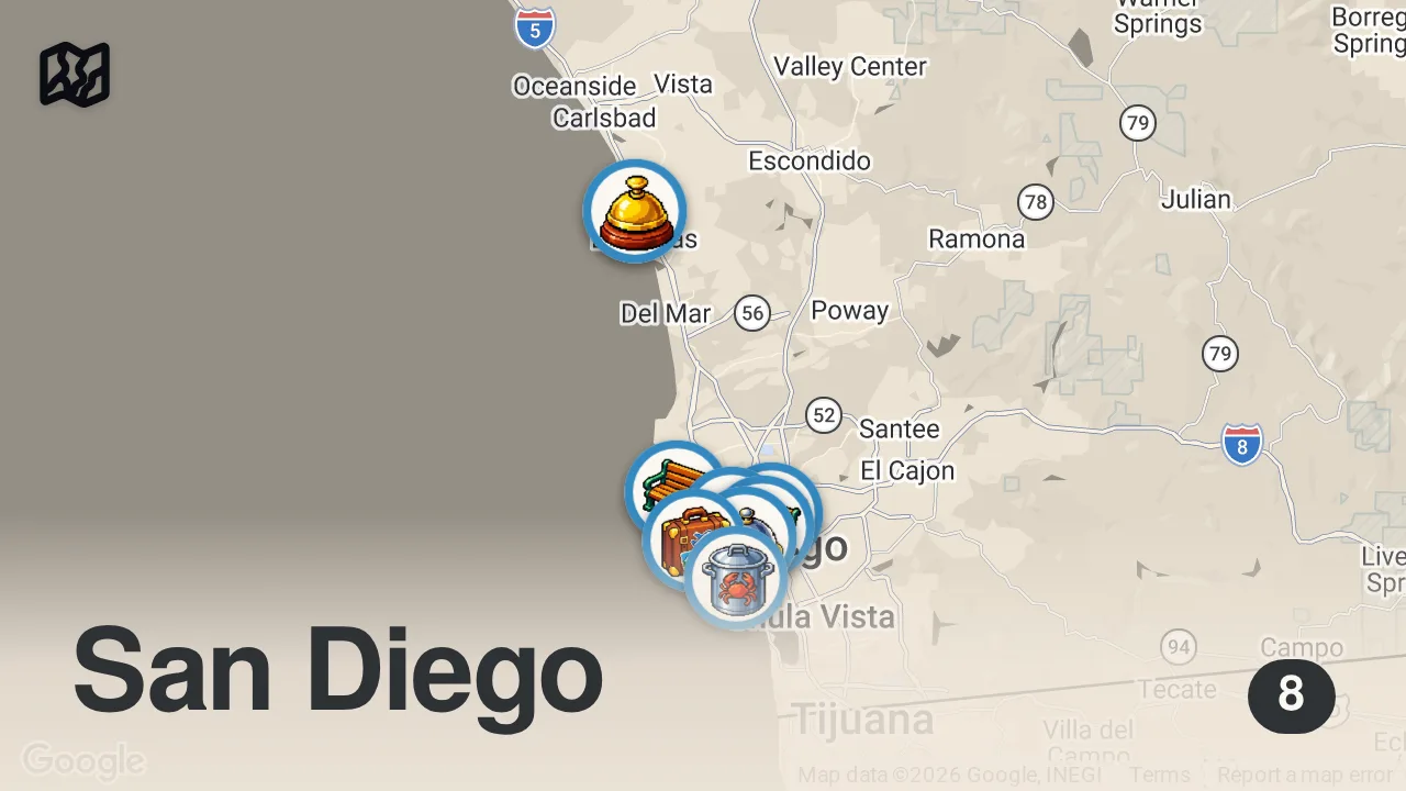 Map of 8 spots from 36 Hours in San Diego | Best Locals Travel Guide