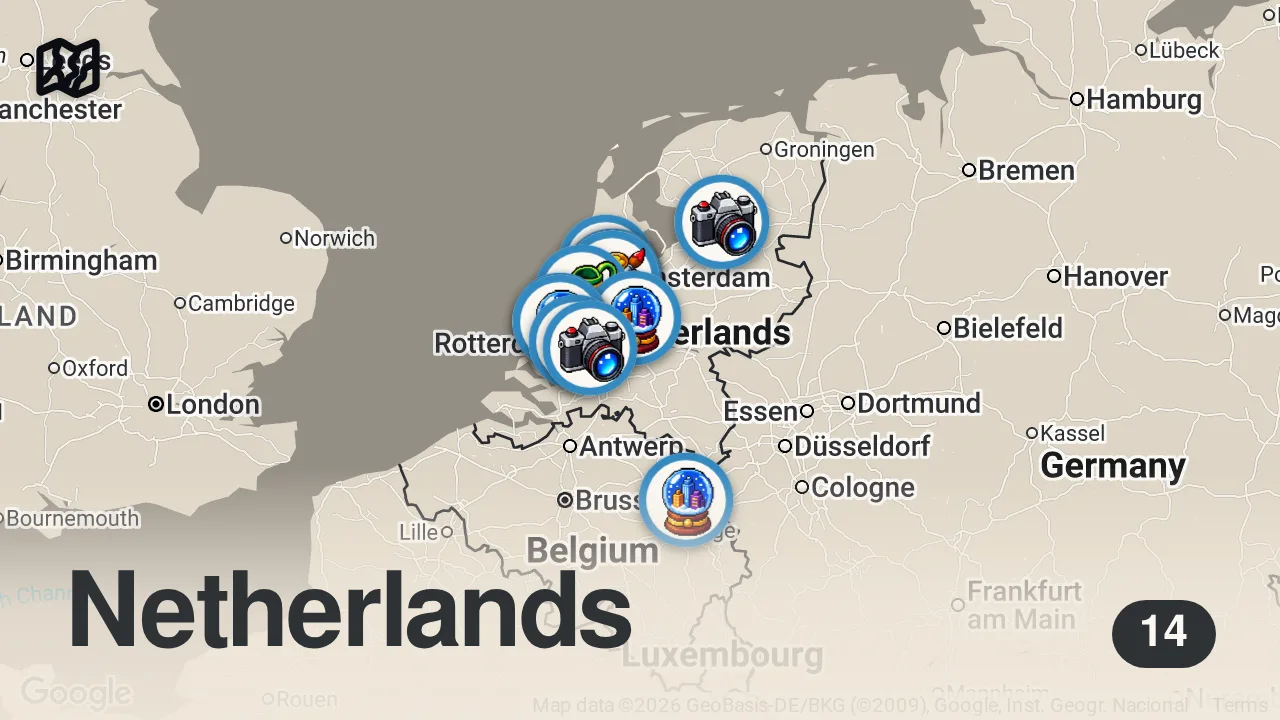 Map of 14 spots from Top 10 plekken om te bezoeken in Nederland! 🌷