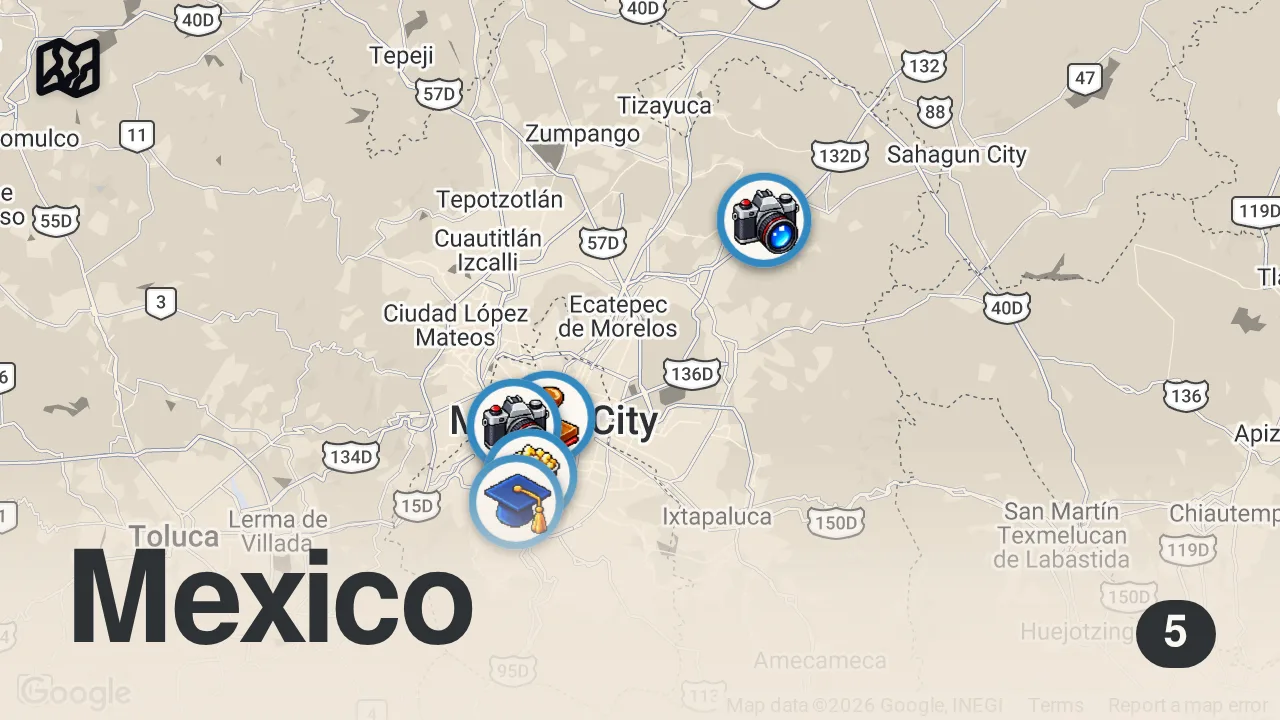 Map of 5 spots from Andor's Diego Luna Shares His Personal Guide To Mexico City | Going Places | Condé Nast Traveler
