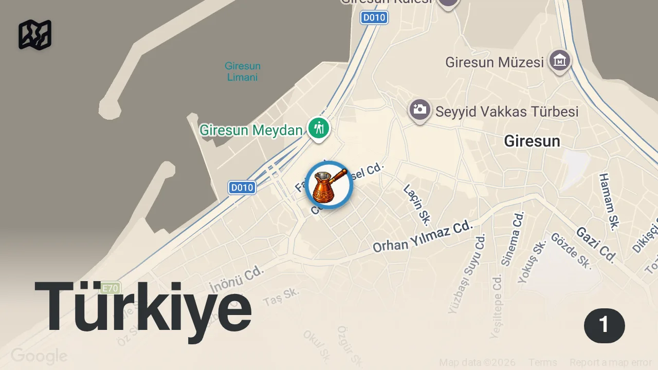 Map of 1 spot from 350 TL - Gerçek Odun Ateşinde Et Döner 👉🏻 Çotanak Döner, Giresun