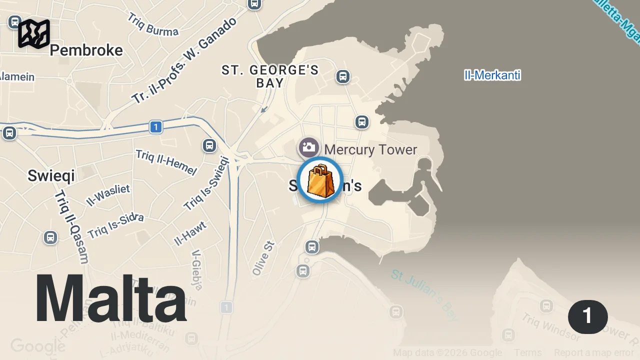 Map of 1 spot from Roman Style PIZZA - "Alice" Pizza Al Taglio in St. Julian's ๐๐ฒ๐น
