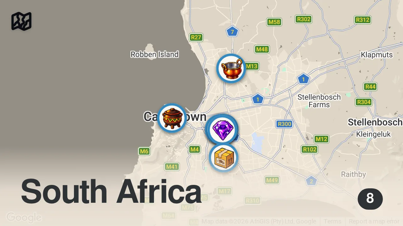 Map of 8 spots from South Africa’s Best Street Food! Bubbling Meat Jacuzzi!