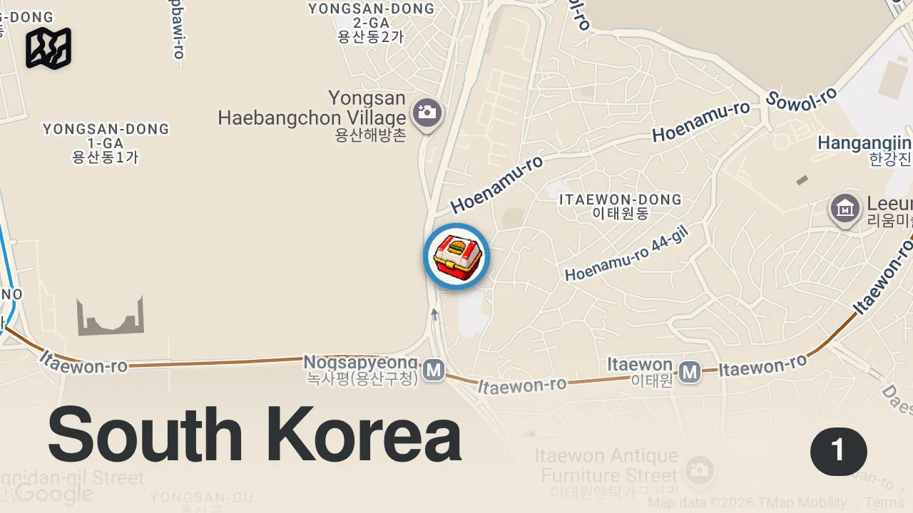 Map of 1 spot from One of the BEST Smashburgers is in Korea?!