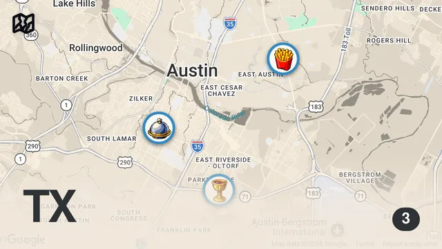 Map of Eating at Fast Food Restaurants I've Never Heard Of For 24 Hours (Texas)