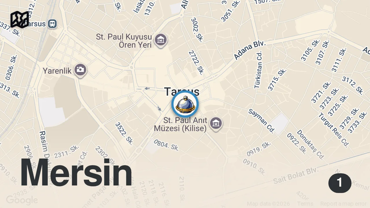 Map of 1 spot from TARSUSLULAR ÇOK ŞANSLI ! EN İYİ LAHMACUN BENDE l Sokak Lezzetleri