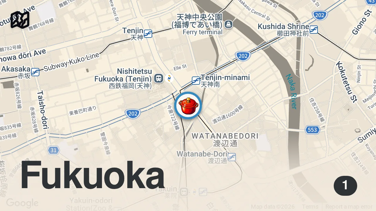 Map of 1 spot from 日本に魅せられたフランス人が提供する屋台メシに観光客が大感動!フランス出身の屋台料理人。