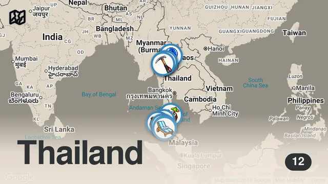 Map of Top 10 Places To Visit in Thailand - Travel Guide