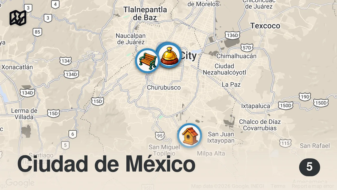 Map of 5 spots from Why YOU should VISIT MEXICO CITY NOW! | Travel Documentary