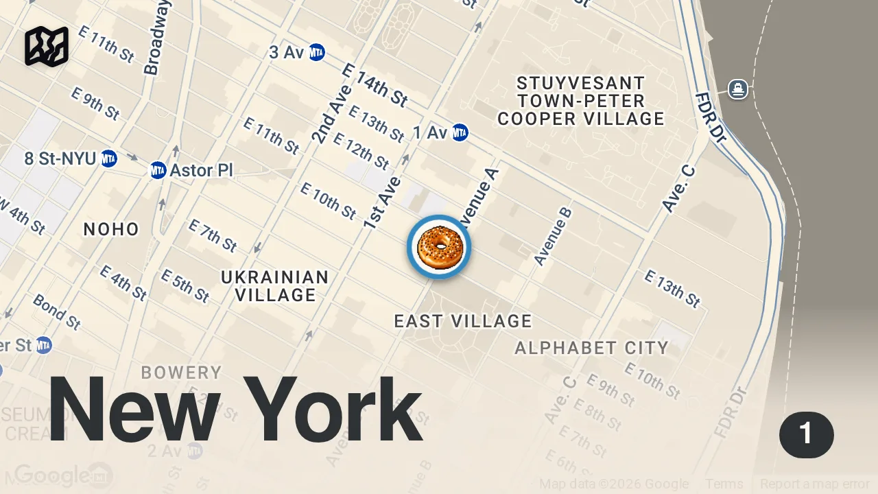 Map of 1 spot from WWE Superstar Trick Williams Has the Weirdest Bagel Order Ever