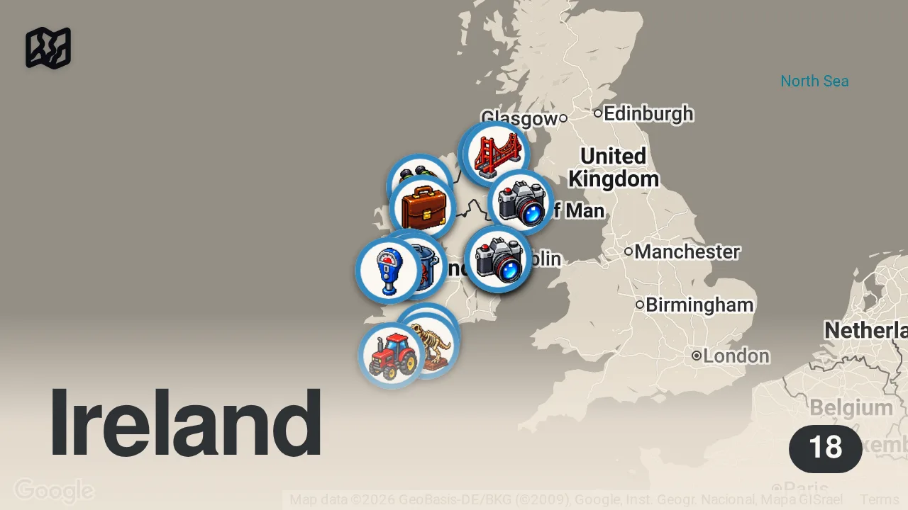 Map of 18 spots from Top 10 MOST BEAUTIFUL Places in IRELAND | Essential Irish Travel Guide  🇮🇪