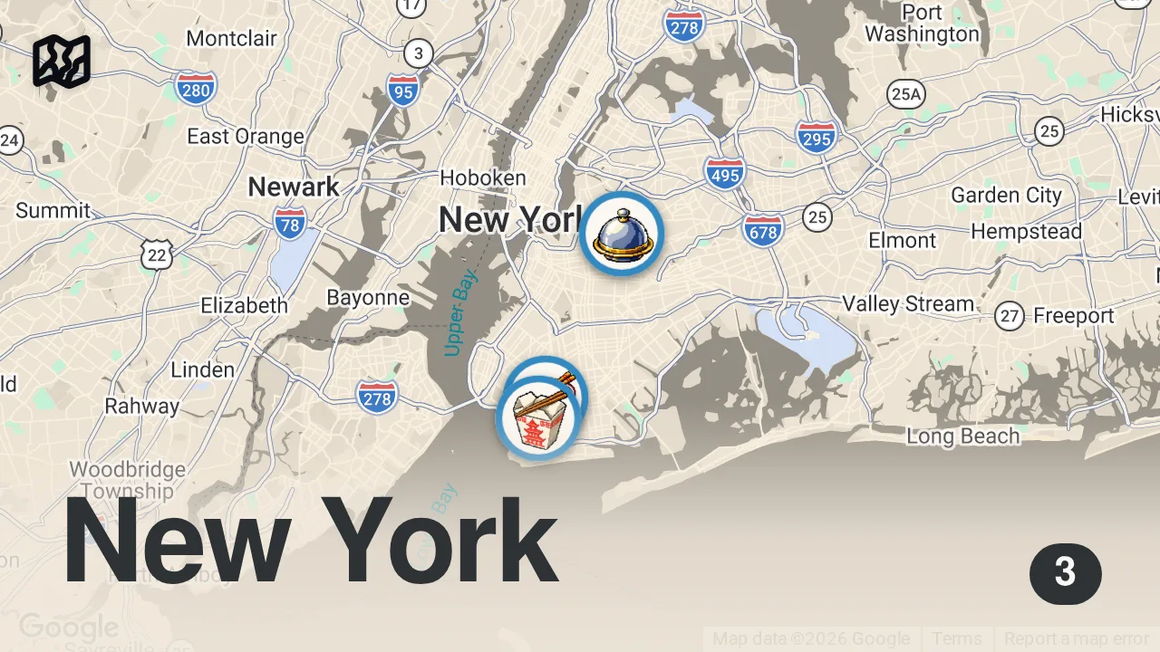Map of 3 spots from They run the only Korean-Uzbek restaurant in Brooklyn