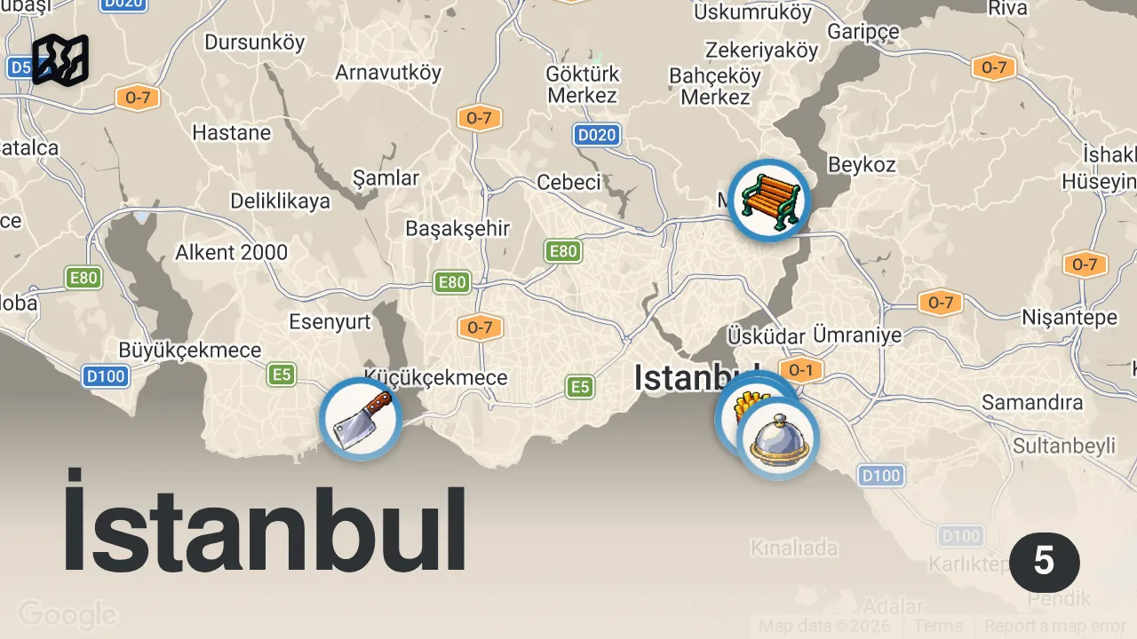 Map of 5 spots from 3 SAATTE 30.000 TL @mertallbayrak