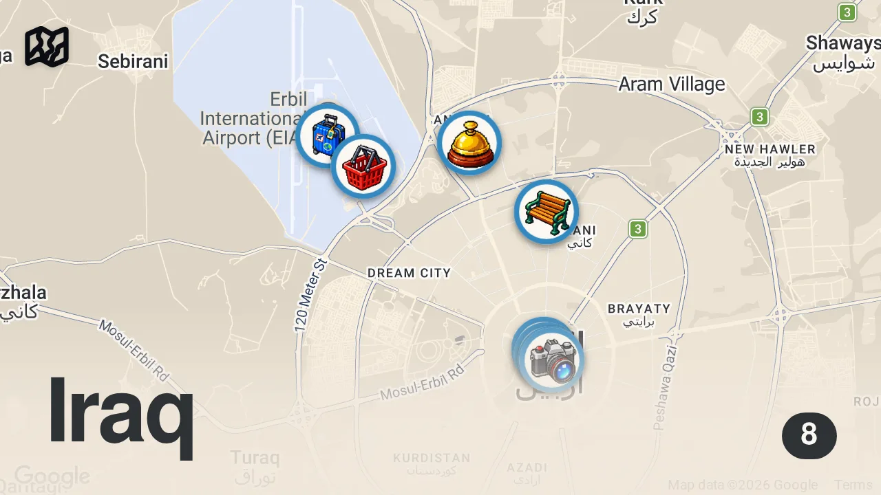 Map of 8 spots from Kurdistan Was Like Nothing I Could Have Expected - Erbil, Iraq 🇮🇶