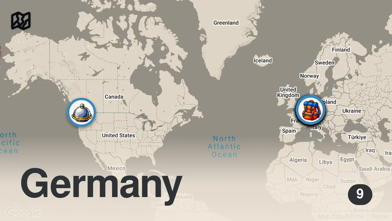 Map of 9 spots from Live Stream aus Frankfurt Bahnhofsviertel