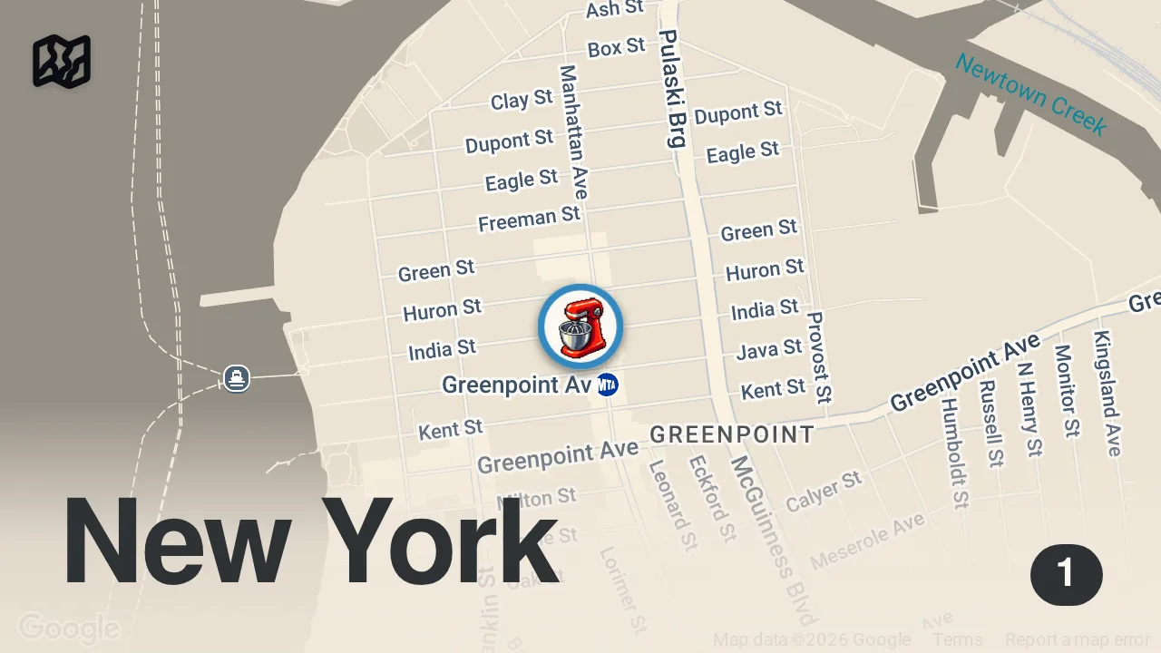 Map of 1 spot from MUST-TRY NYC CROISSANTS 📍 Radio Bakery (Greenpoint, Brooklyn)