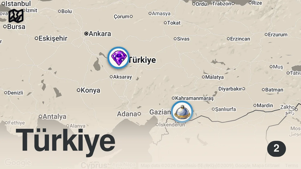 Map of 2 spots from MUCİDİNDEN YEDİM! 😊 #künefe #yemek #food
