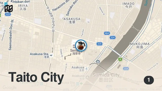 Map of 屋台 Amazing funny food stall at "sanjya" festival in Tokyo Japan.  (1st. part)