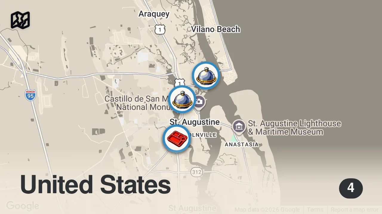Map of 4 spots from I Tried Every Food Truck at the Marina (North Florida)