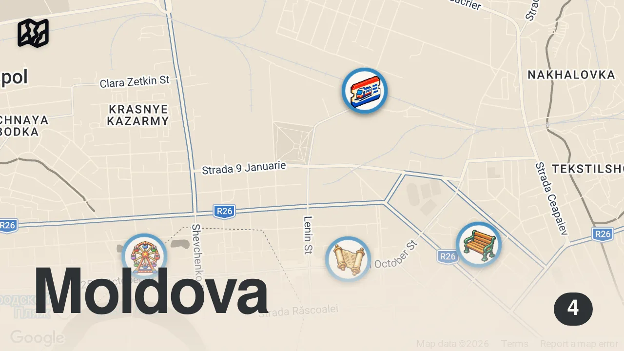 Map of 4 spots from This How Life Is Inside Non-Existent "Country" - Transnistria 🇲🇩