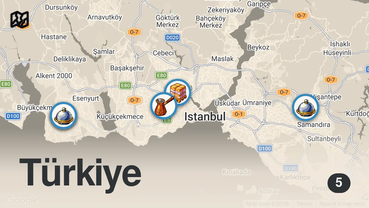 Map of 5 spots from İstanbul’da 5 Farklı Şehrin Mutfağı