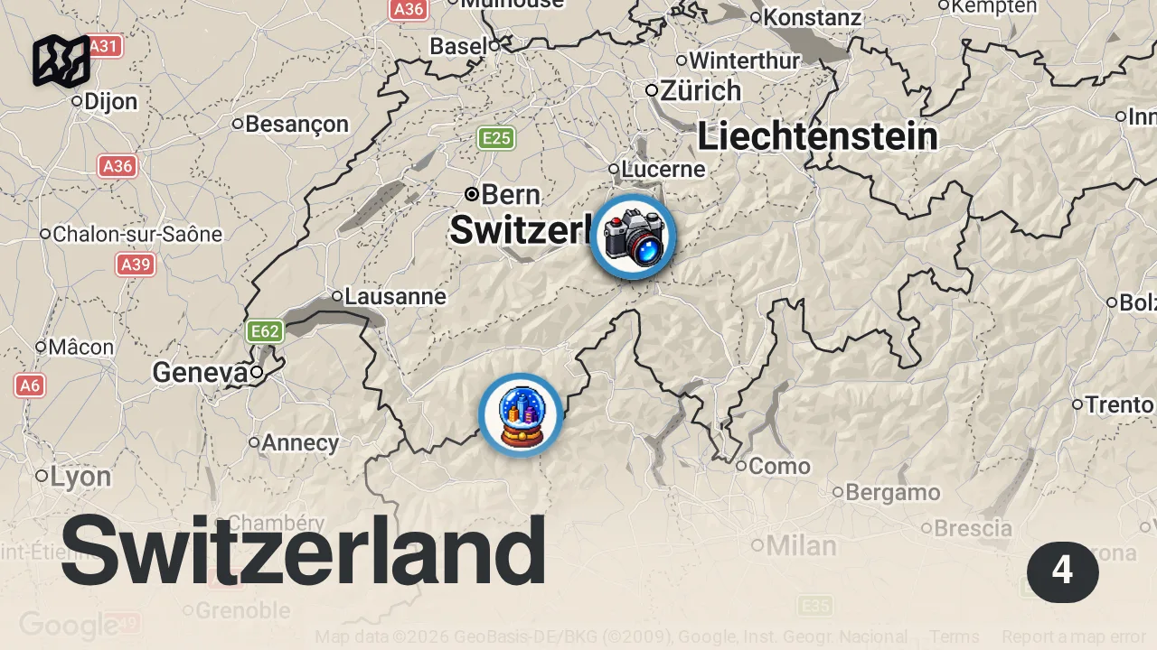 Map of 4 spots from Mount Titlis Switzerland: Your Complete Travel Guide in 2024