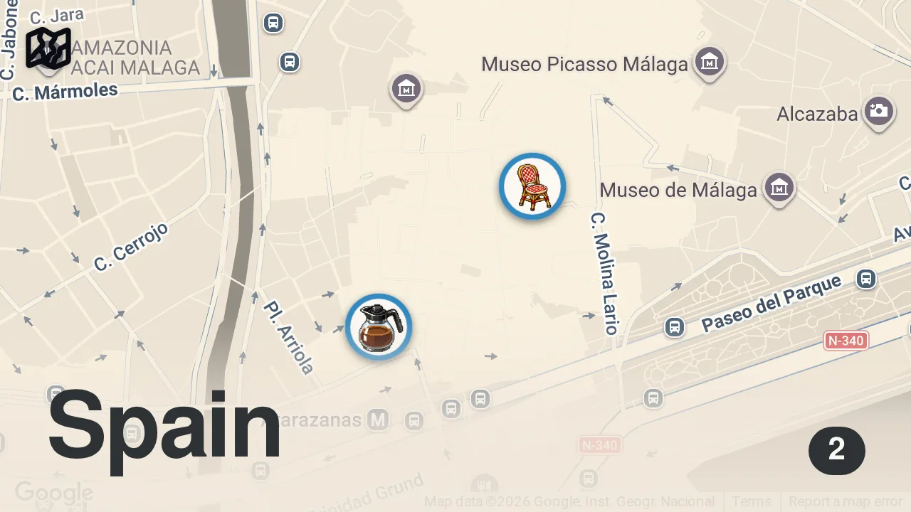 Map of 2 spots from LA COMIDA CALLEJERA MÁS "ÉPICA" DE ESPAÑA 🇪🇸