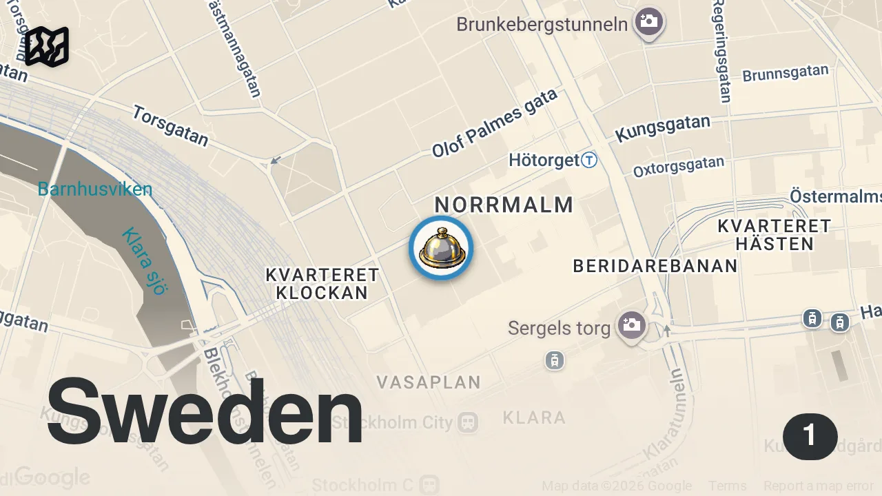 Map of 1 spot from 3 MICHELIN starred Frantzen DEFINES World-Class MODERN Fine Dining | Stockholm