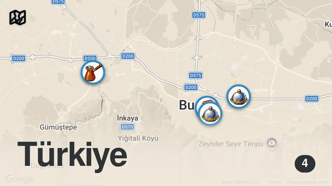 Map of 4 spots from BURSA’DA NE YENİR?