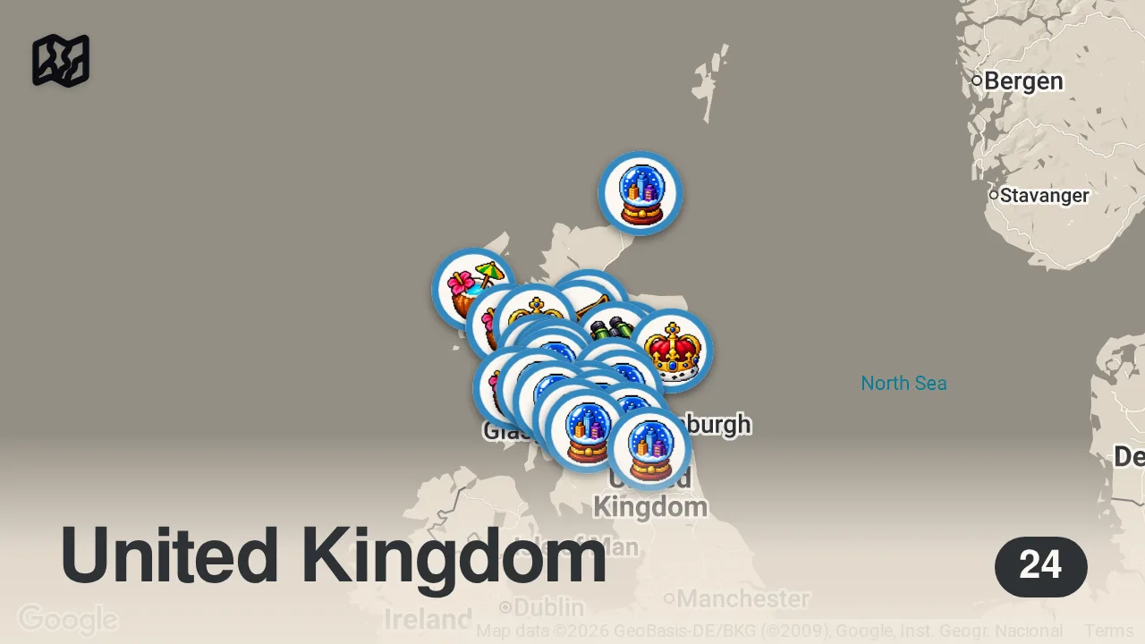 Map of 24 spots from 25 Best Places in Scotland You Must Visit | 4K TRAVEL GUIDE